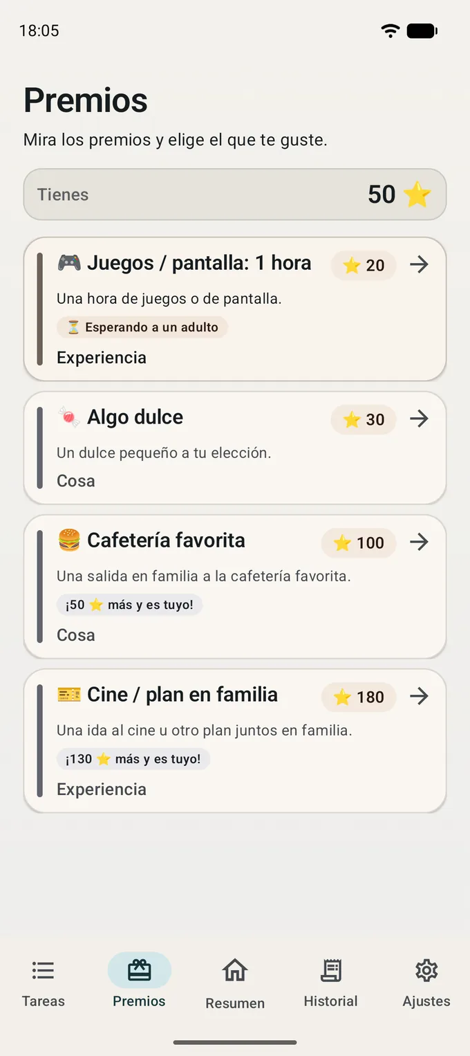Pantalla del peque: el catálogo de premios y cuántos puntos faltan por juntar